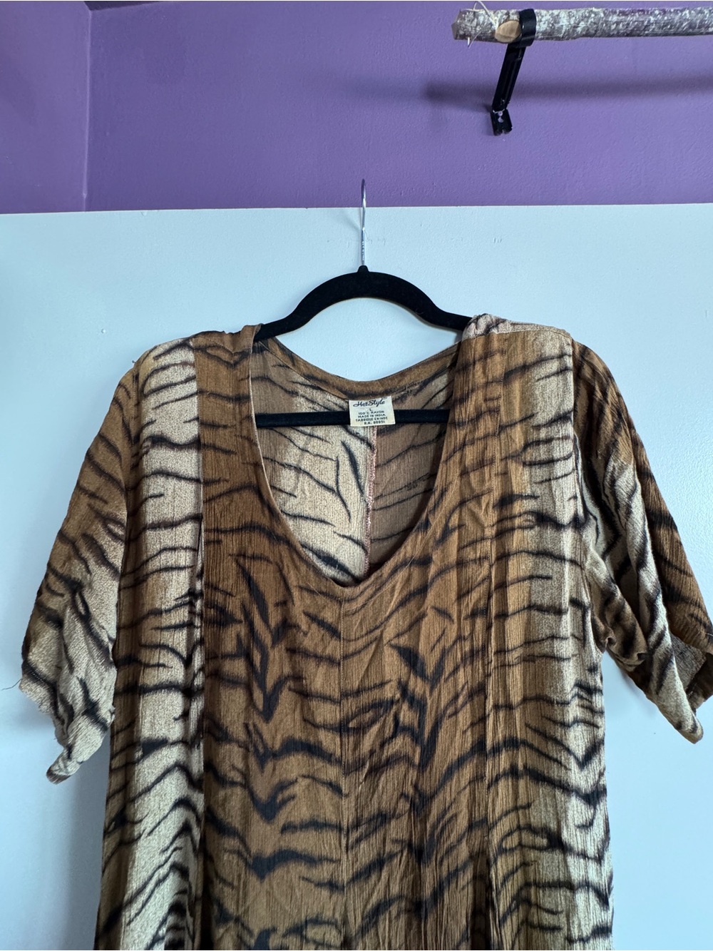 Vintage Brown tiger Print Women’s Dress